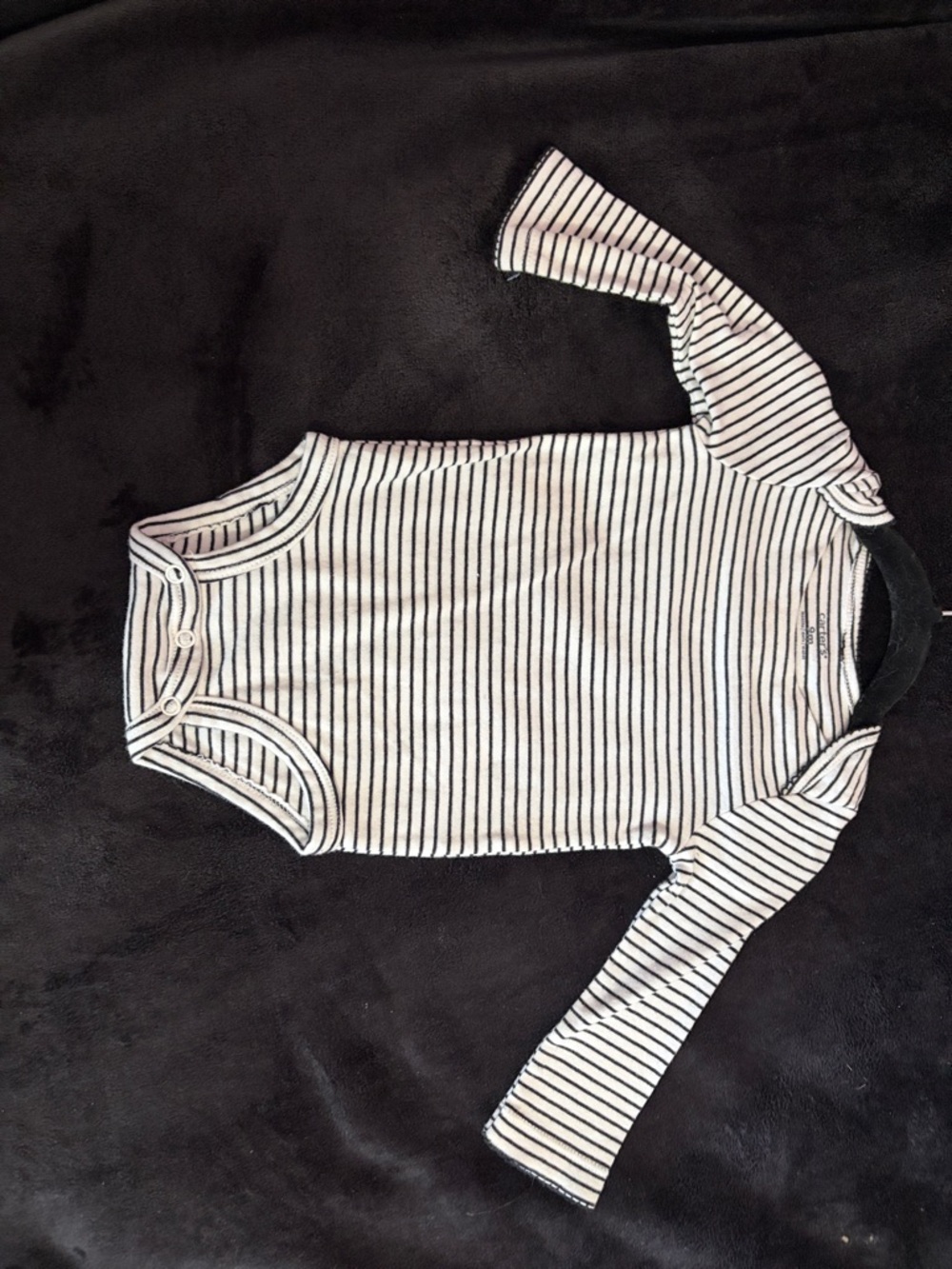 Carter's White and Black Striped Long-Sleeve Bodysuit